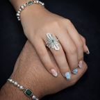 ANILLO COLA DE PATO CON ESMERLADA COLOMBIANA