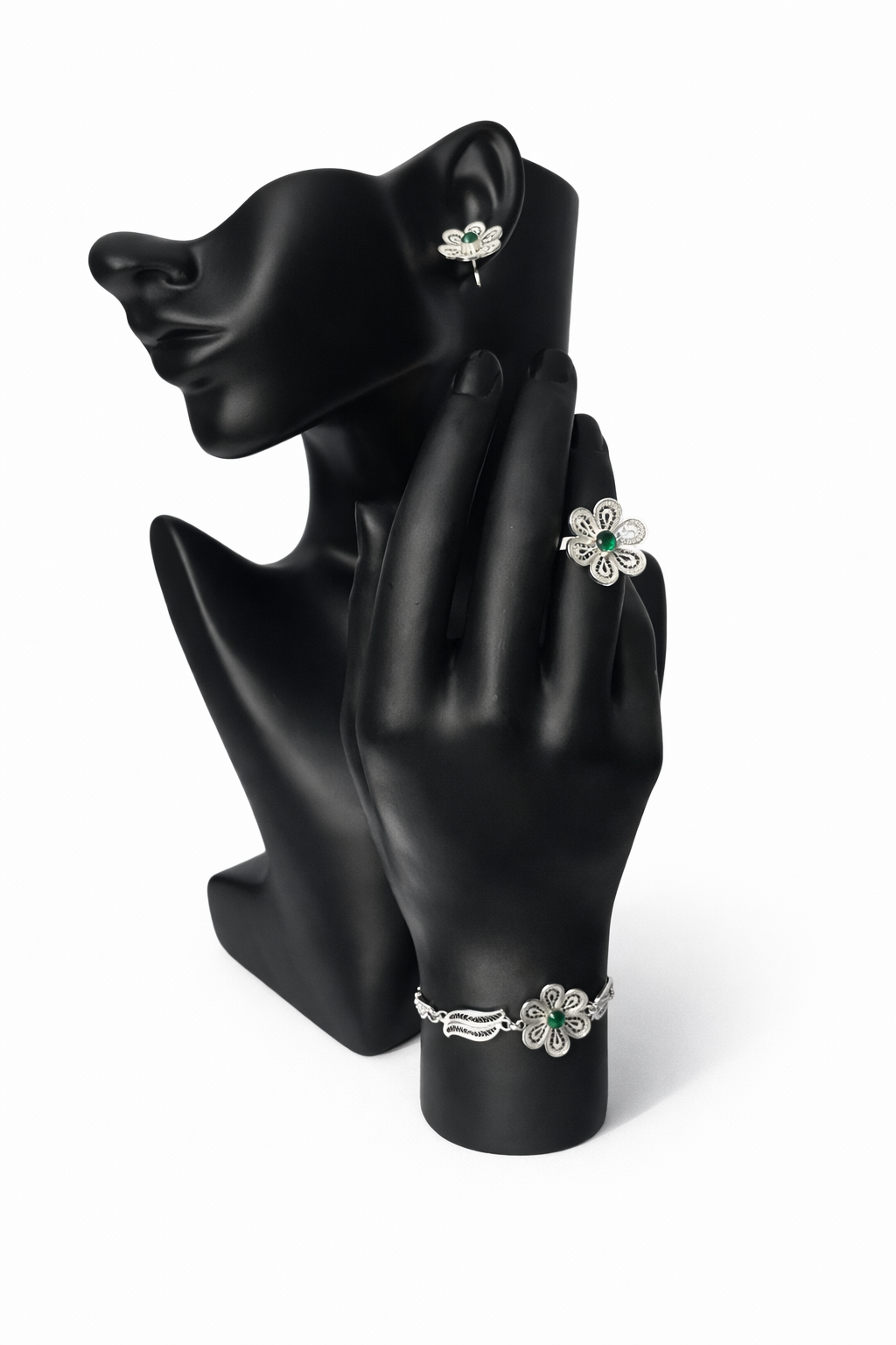 JF002-JUEGO FILIGRANA MARGARITA CON CIRCON