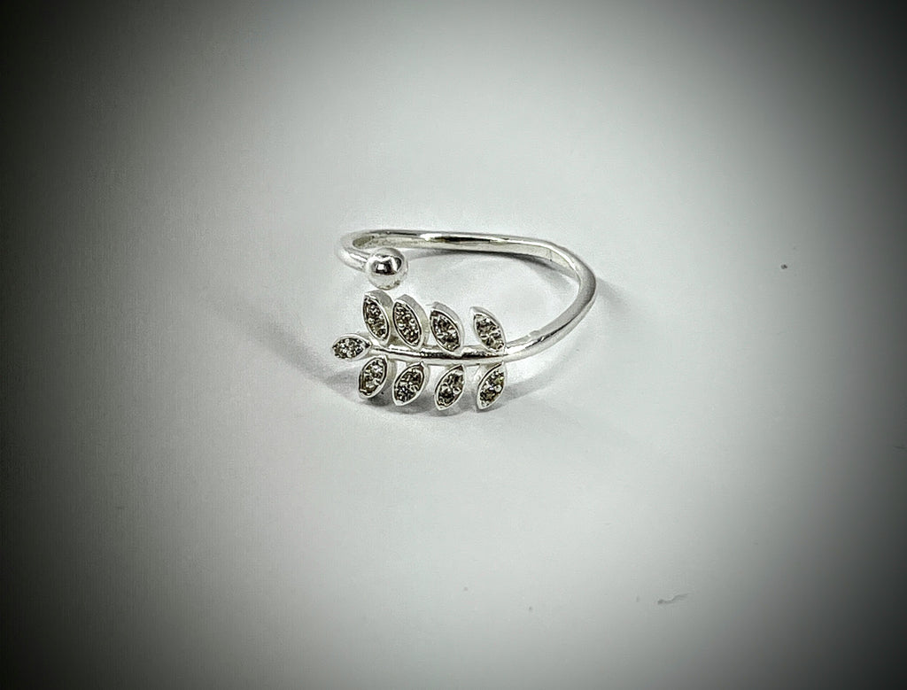 ANILLO HOJA DE OLIVIO CON CIRCONES